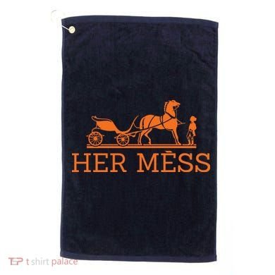 Her Mess Horse Carriage Funny Golf Towel