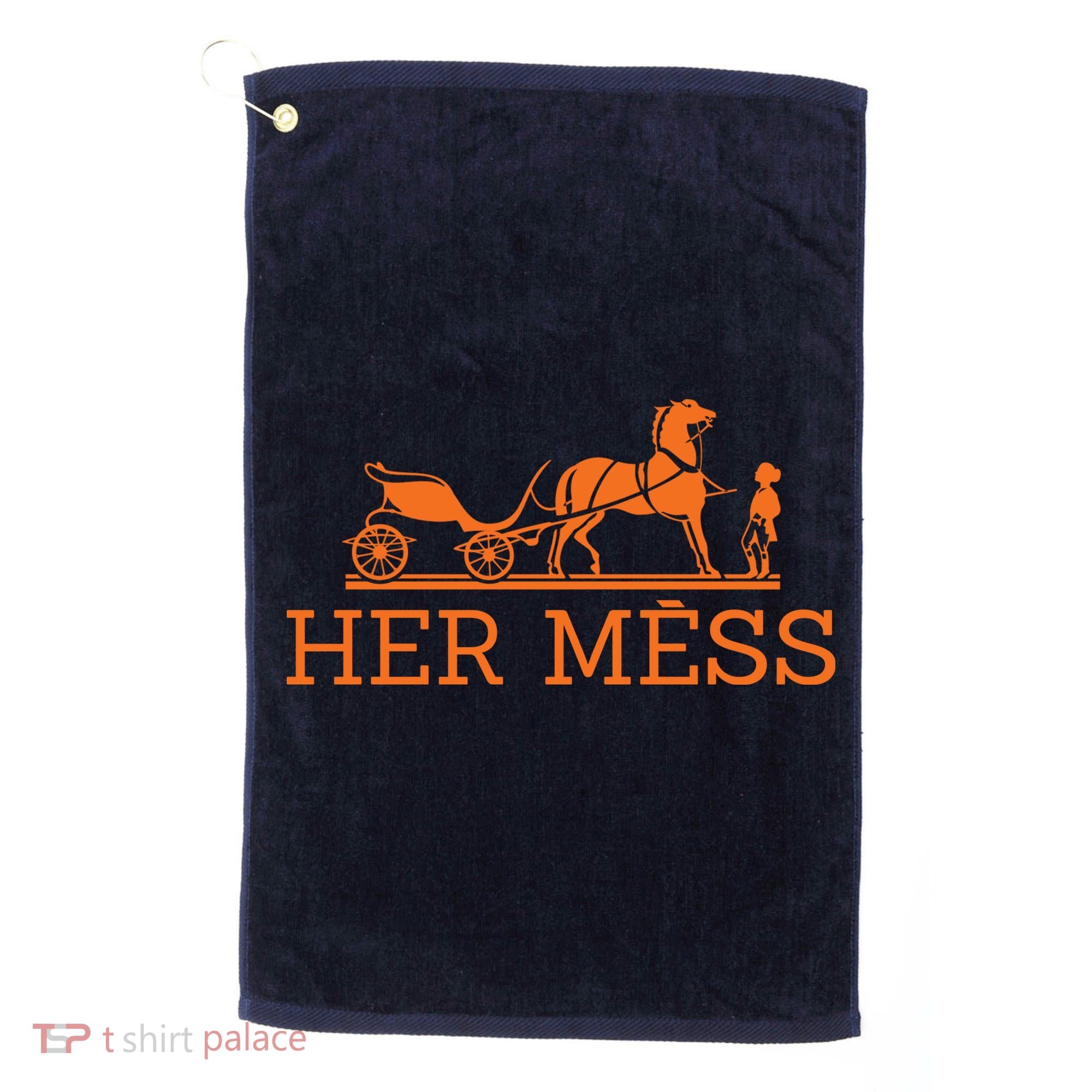Her Mess Horse Carriage Funny Golf Towel