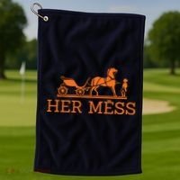 Her Mess Horse Carriage Funny Golf Towel thumb 1