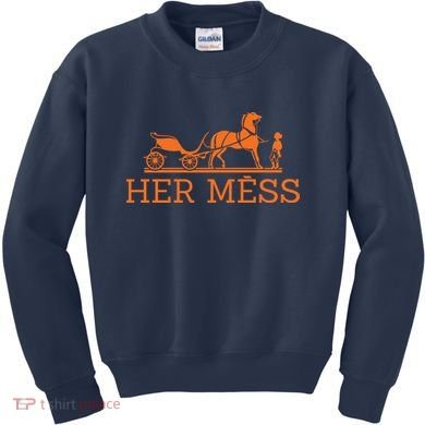 Her Mess Horse Carriage Funny Kids Sweatshirt