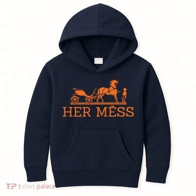 Her Mess Horse Carriage Funny Kids Hoodie