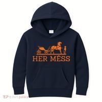 Her Mess Horse Carriage Funny Kids Hoodie thumb 0