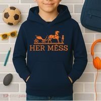 Her Mess Horse Carriage Funny Kids Hoodie thumb 2
