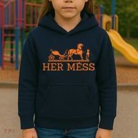 Her Mess Horse Carriage Funny Kids Hoodie thumb 3