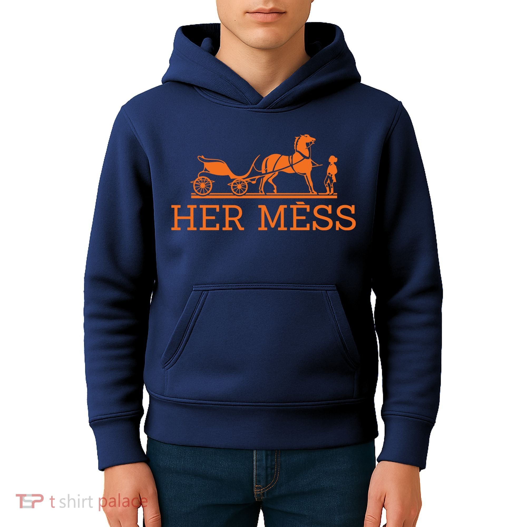 Her Mess Horse Carriage Funny Kids Hoodie