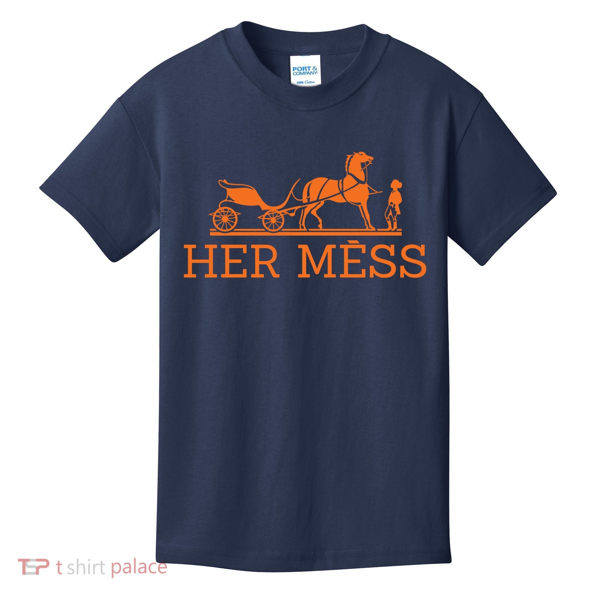 Her Mess Horse Carriage Funny Kids T-Shirt