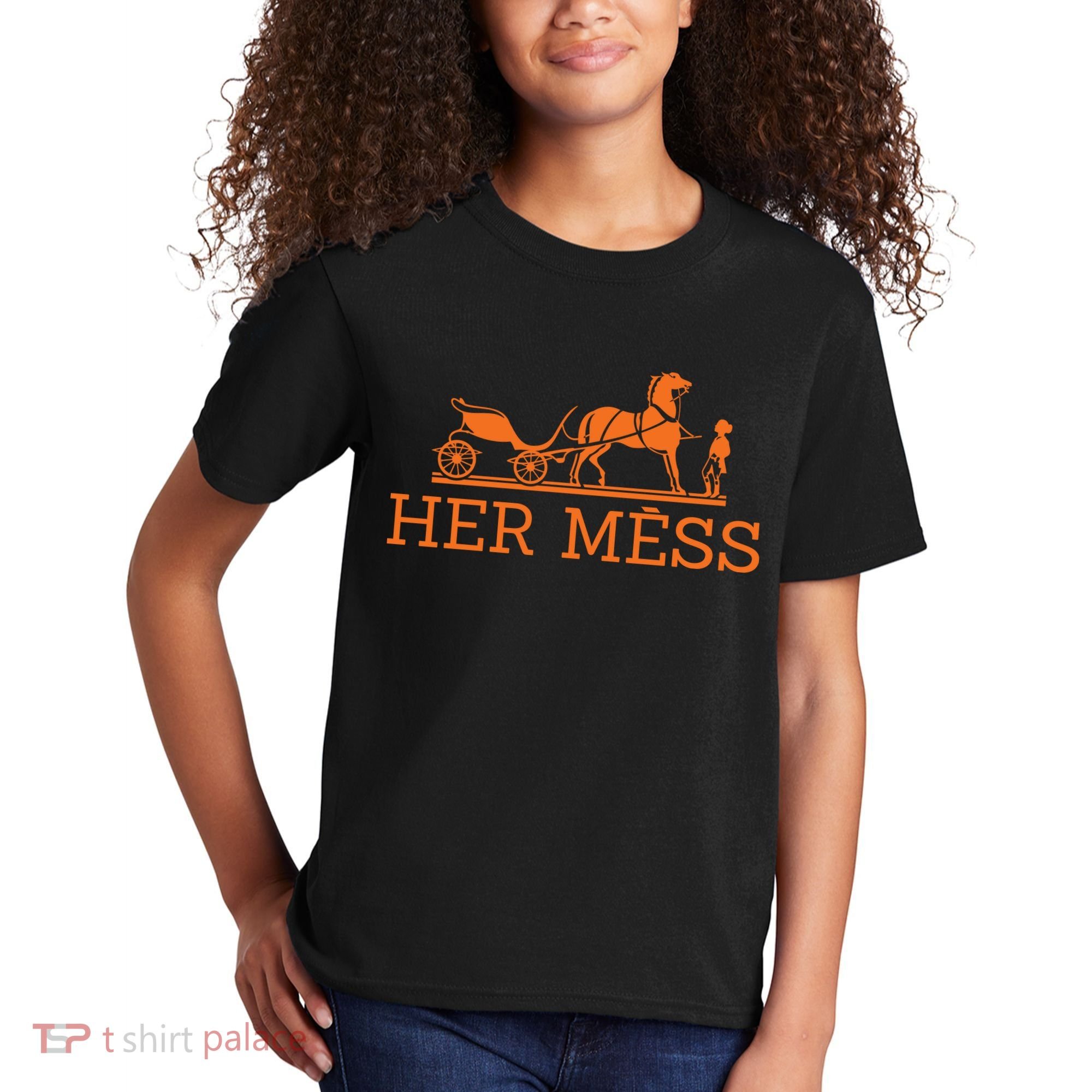 Her Mess Horse Carriage Funny Kids T-Shirt