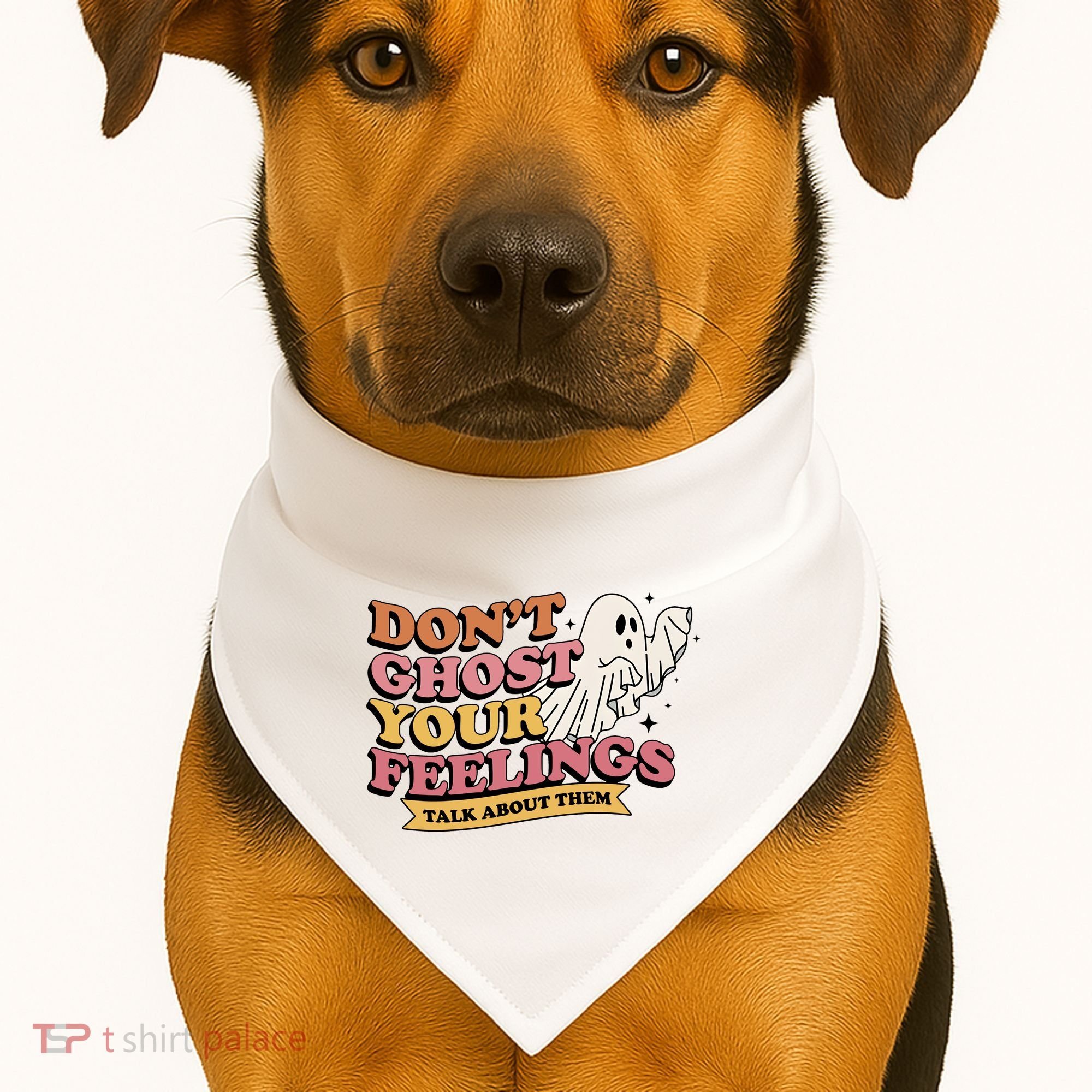 Halloween Mental Health Dont Ghost Your Feelings USA-Made Doggie Bandana