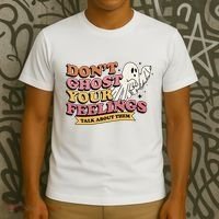 Halloween Mental Health Dont Ghost Your Feelings T-Shirt thumb 3