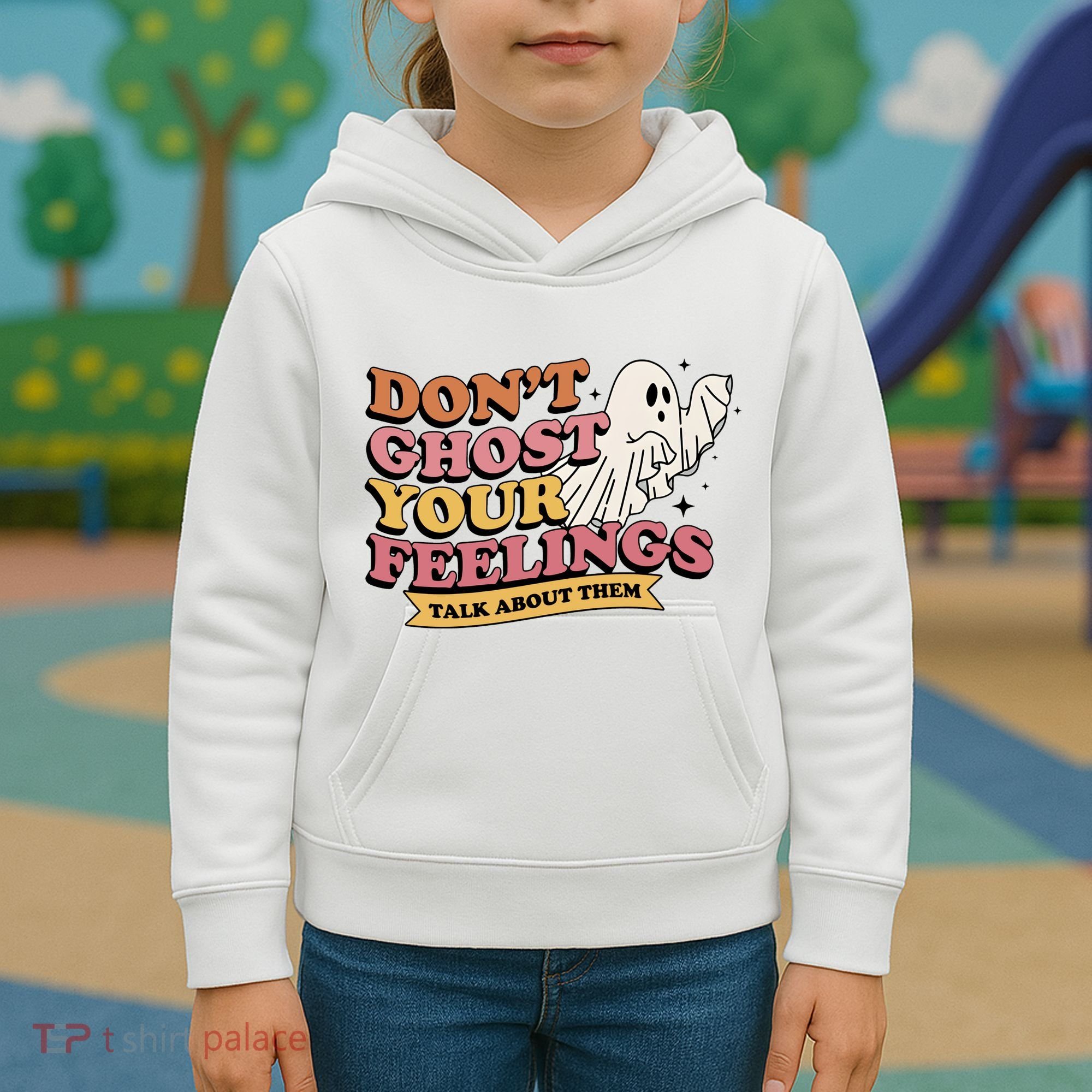 Halloween Mental Health Dont Ghost Your Feelings Kids Hoodie