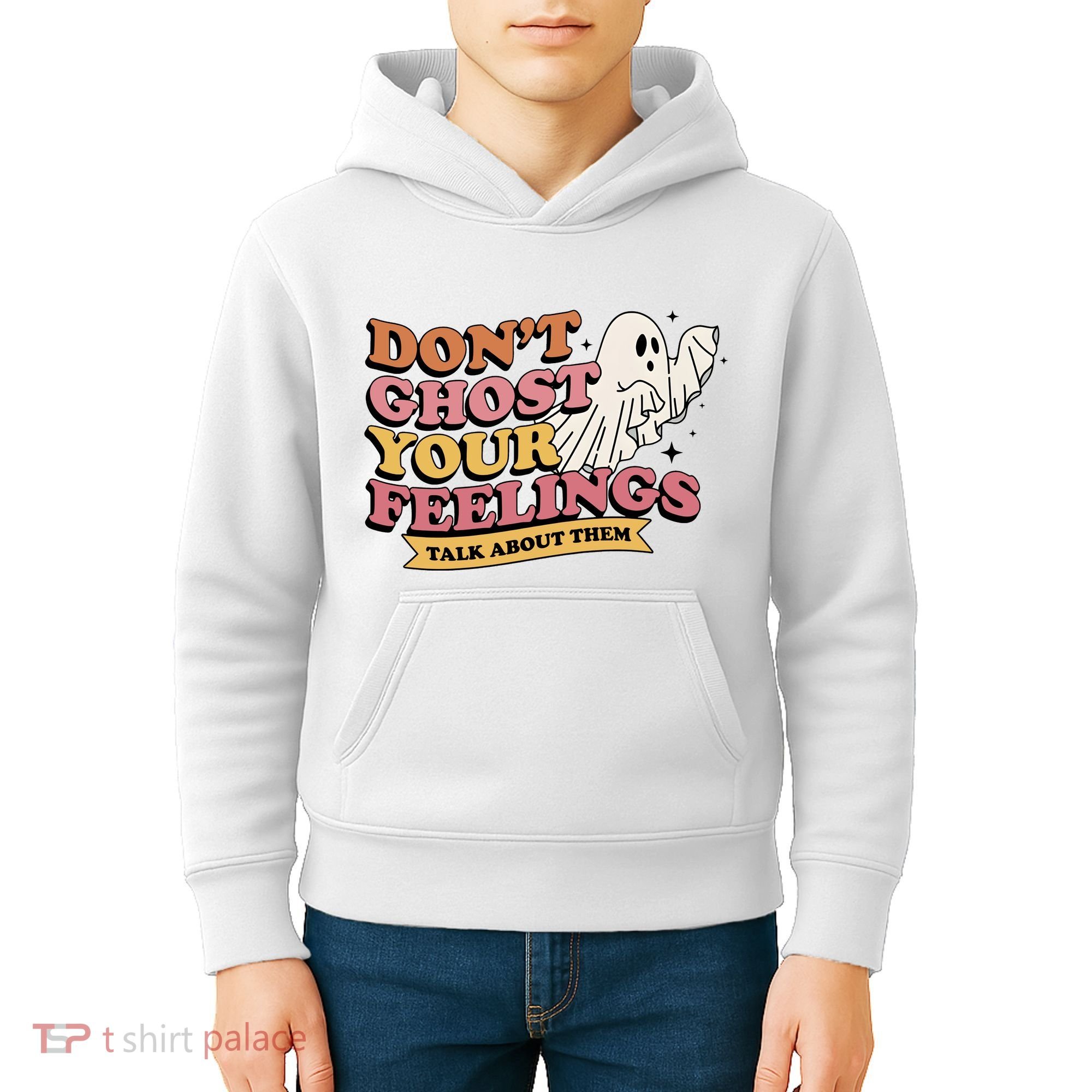Halloween Mental Health Dont Ghost Your Feelings Kids Hoodie