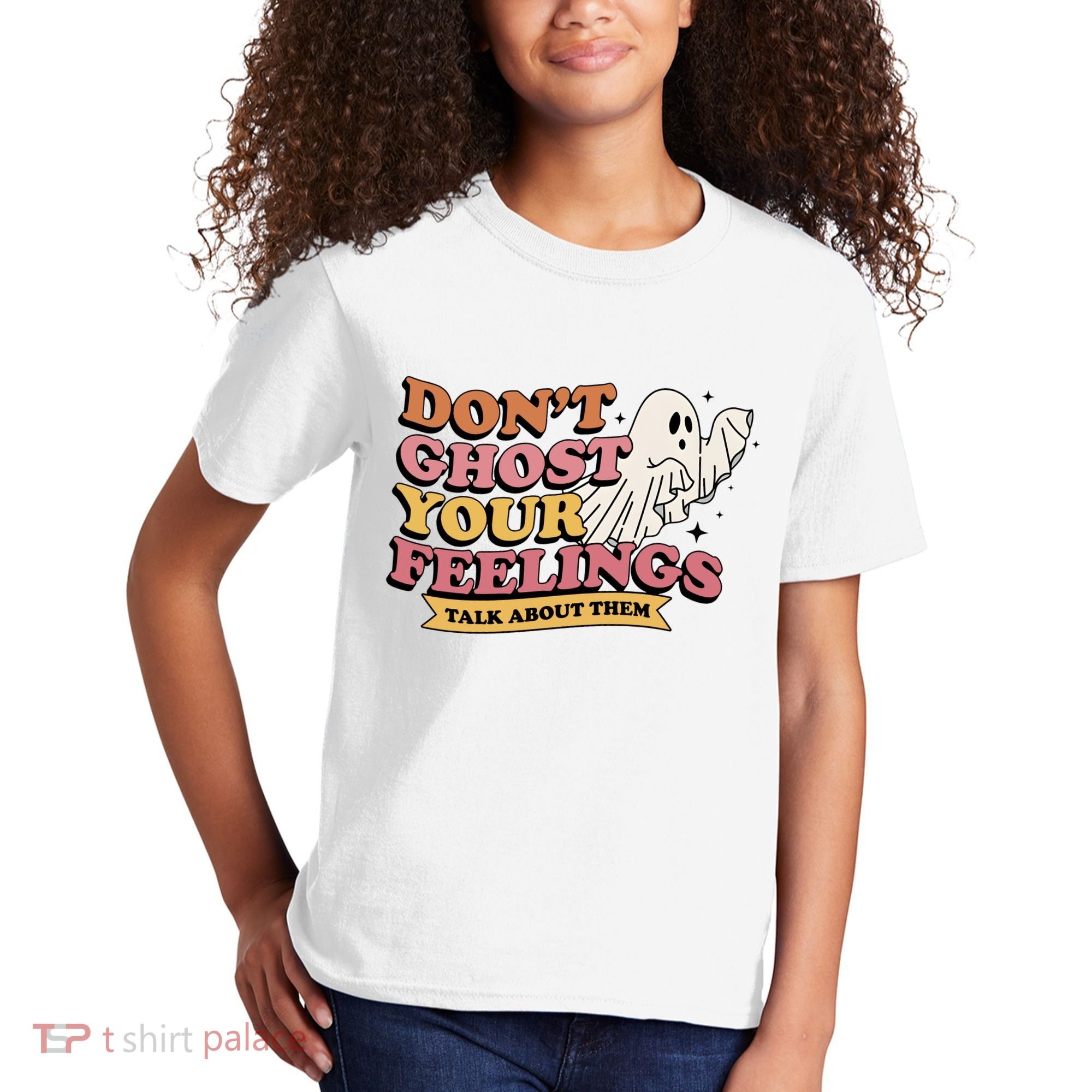 Halloween Mental Health Dont Ghost Your Feelings Kids T-Shirt
