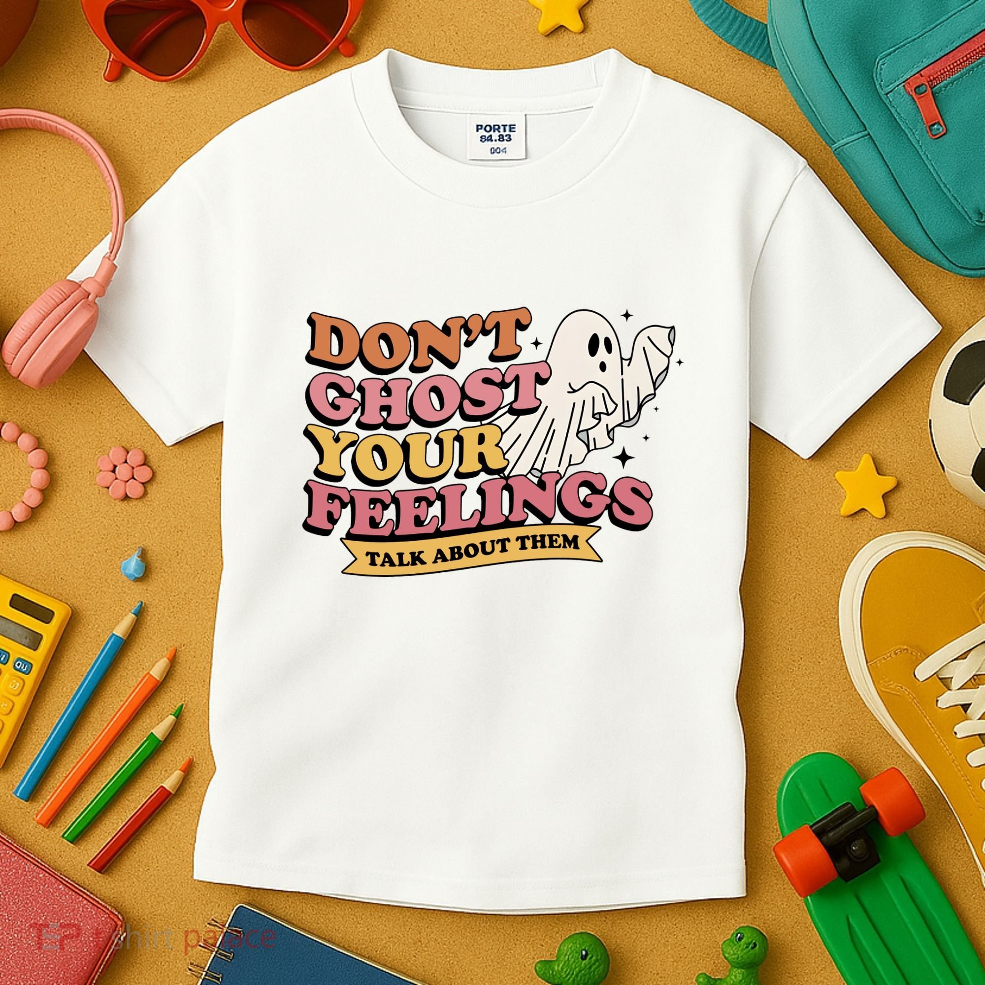 Halloween Mental Health Dont Ghost Your Feelings Kids T-Shirt