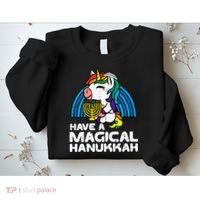 Have Magical Hanukkah Unicorn Chanukah Sweatshirt thumb 2