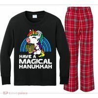 Have Magical Hanukkah Unicorn Chanukah Kids Long Sleeve Plaid Pajama Set thumb 0