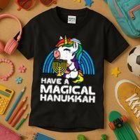 Have Magical Hanukkah Unicorn Chanukah Kids T-Shirt thumb 3