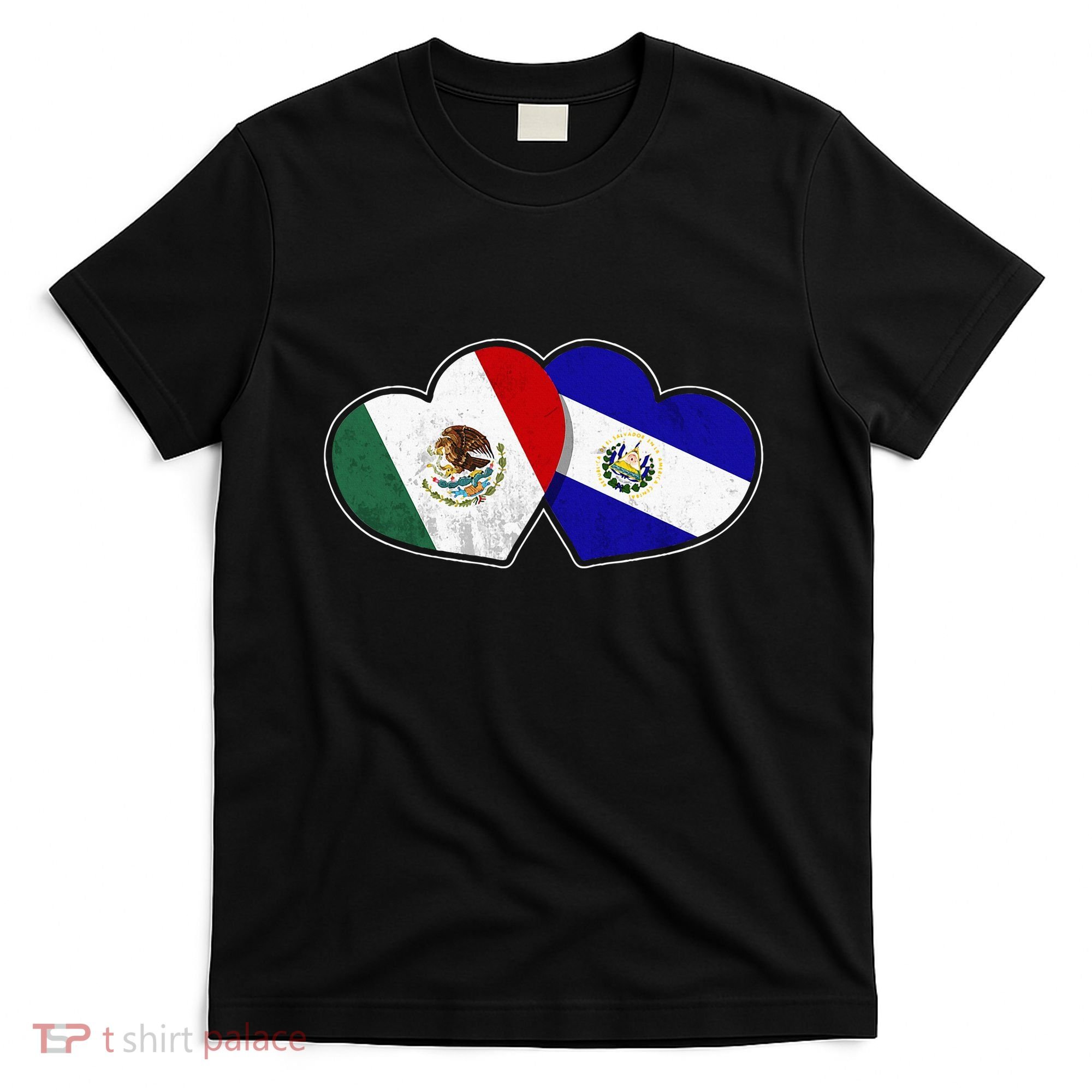 Half Mexican Half Salvadorian Flag Heart Mexico El Salvador T-Shirt