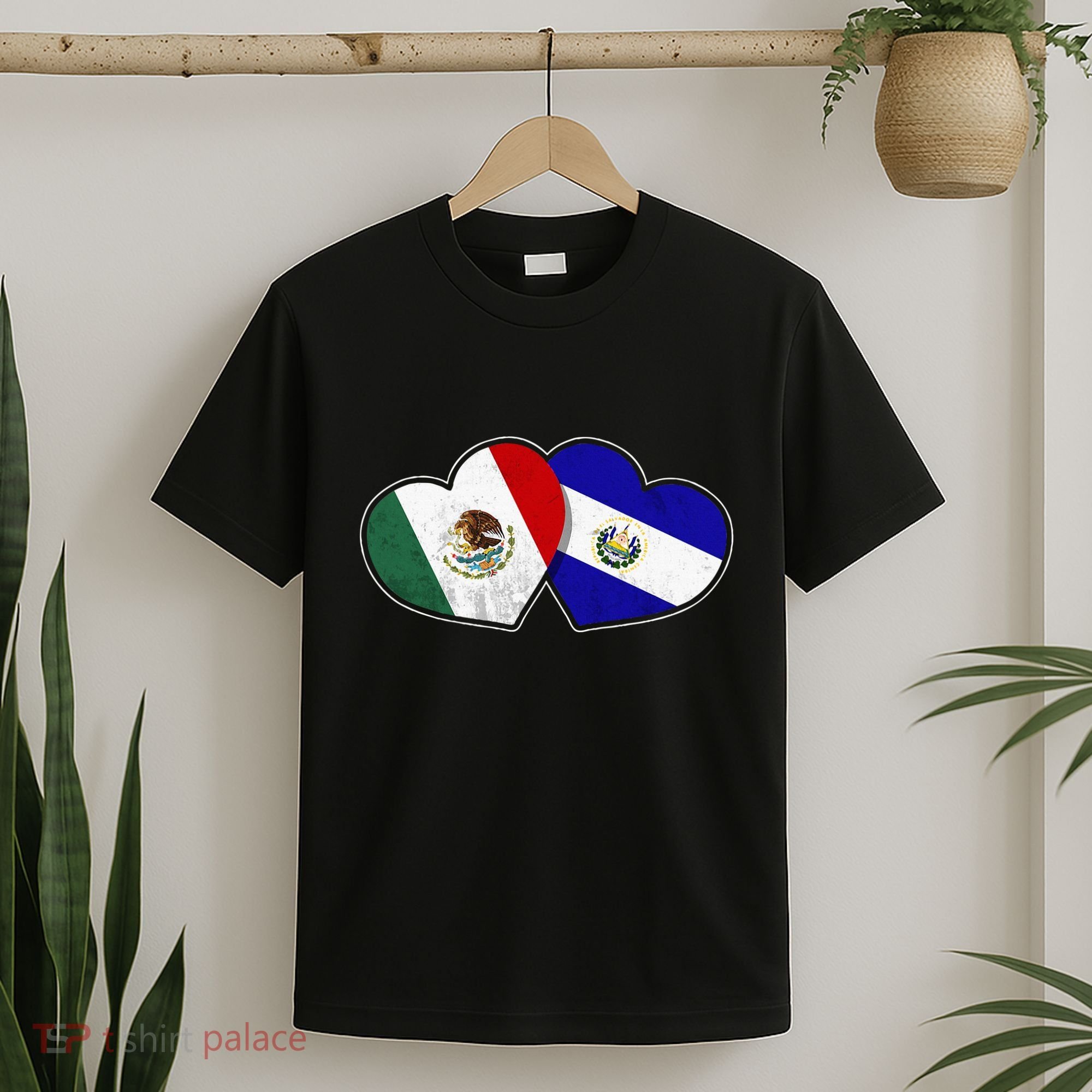 Half Mexican Half Salvadorian Flag Heart Mexico El Salvador T-Shirt
