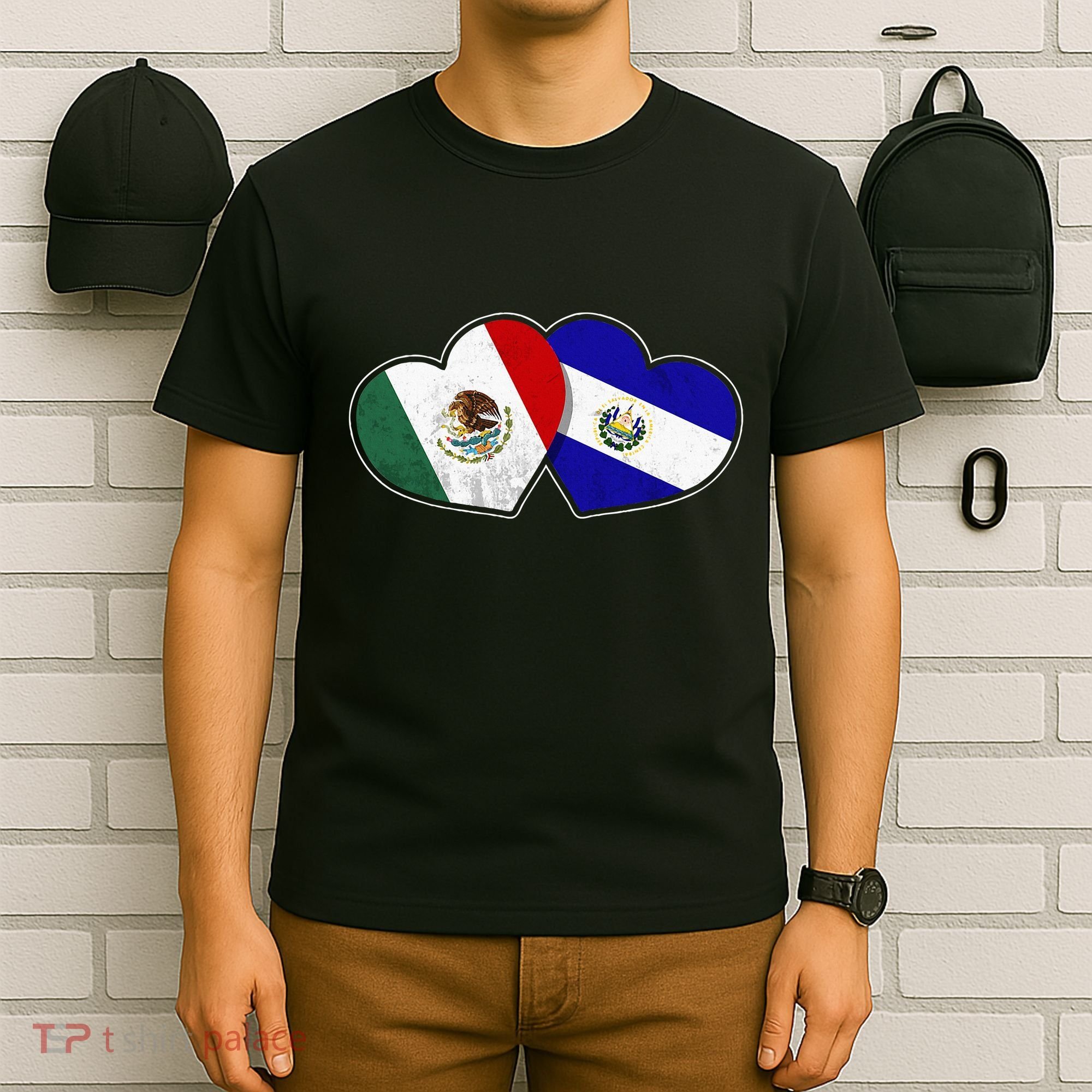 Half Mexican Half Salvadorian Flag Heart Mexico El Salvador T-Shirt