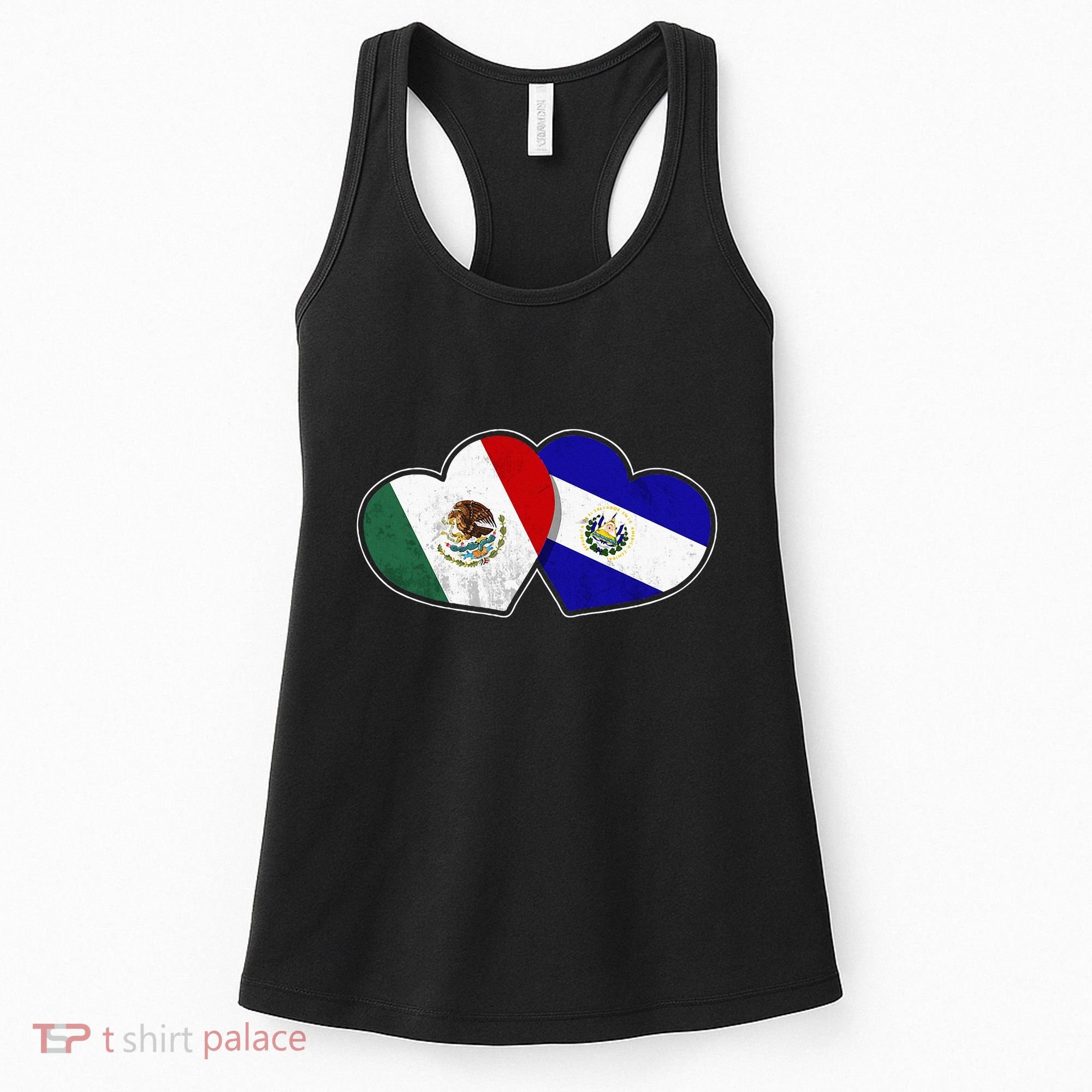 Half Mexican Half Salvadorian Flag Heart Mexico El Salvador Women's Tank Top