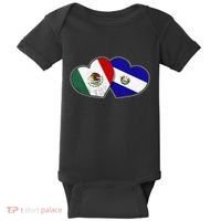 Half Mexican Half Salvadorian Flag Heart Mexico El Salvador Baby Bodysuit thumb 0