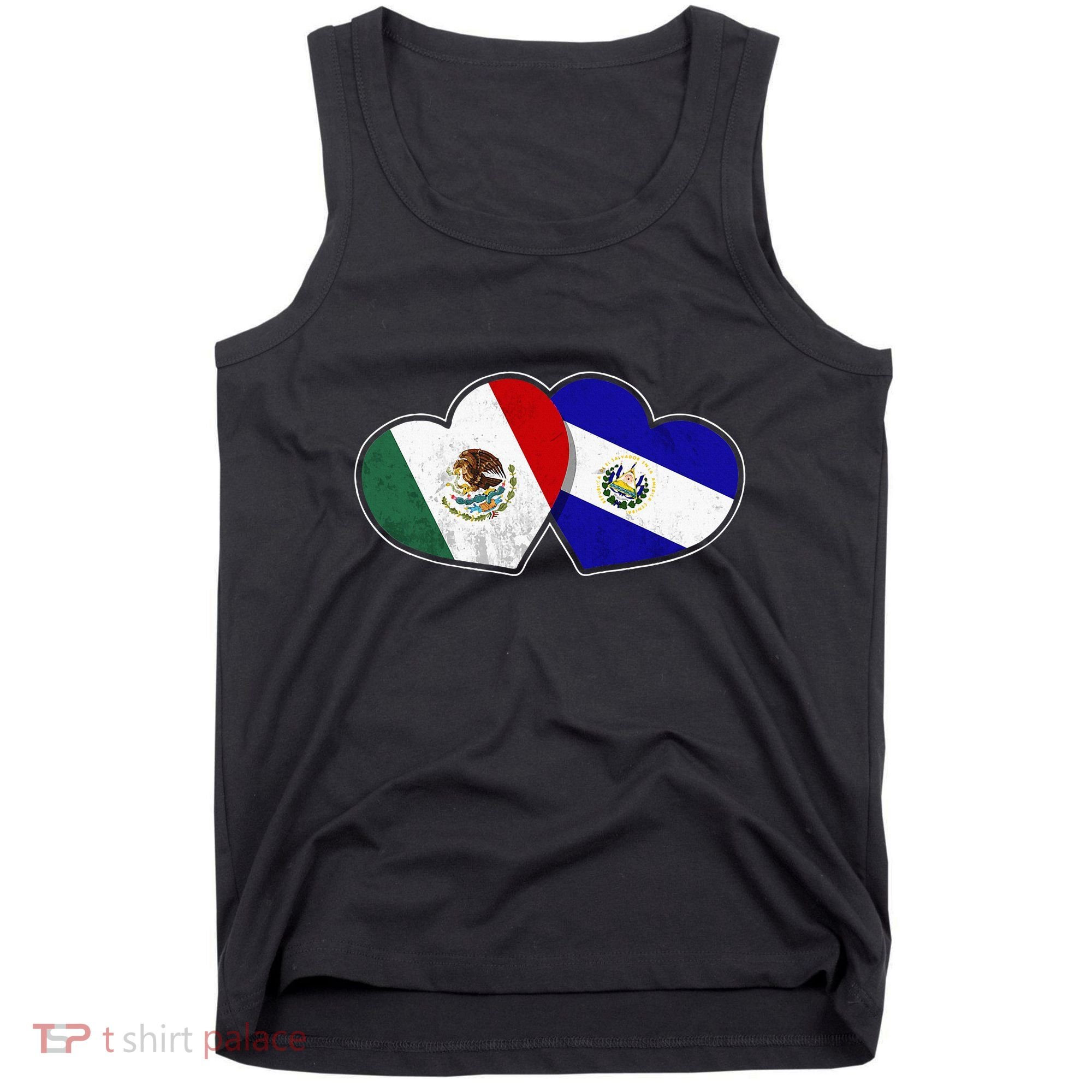 Half Mexican Half Salvadorian Flag Heart Mexico El Salvador Tank Top