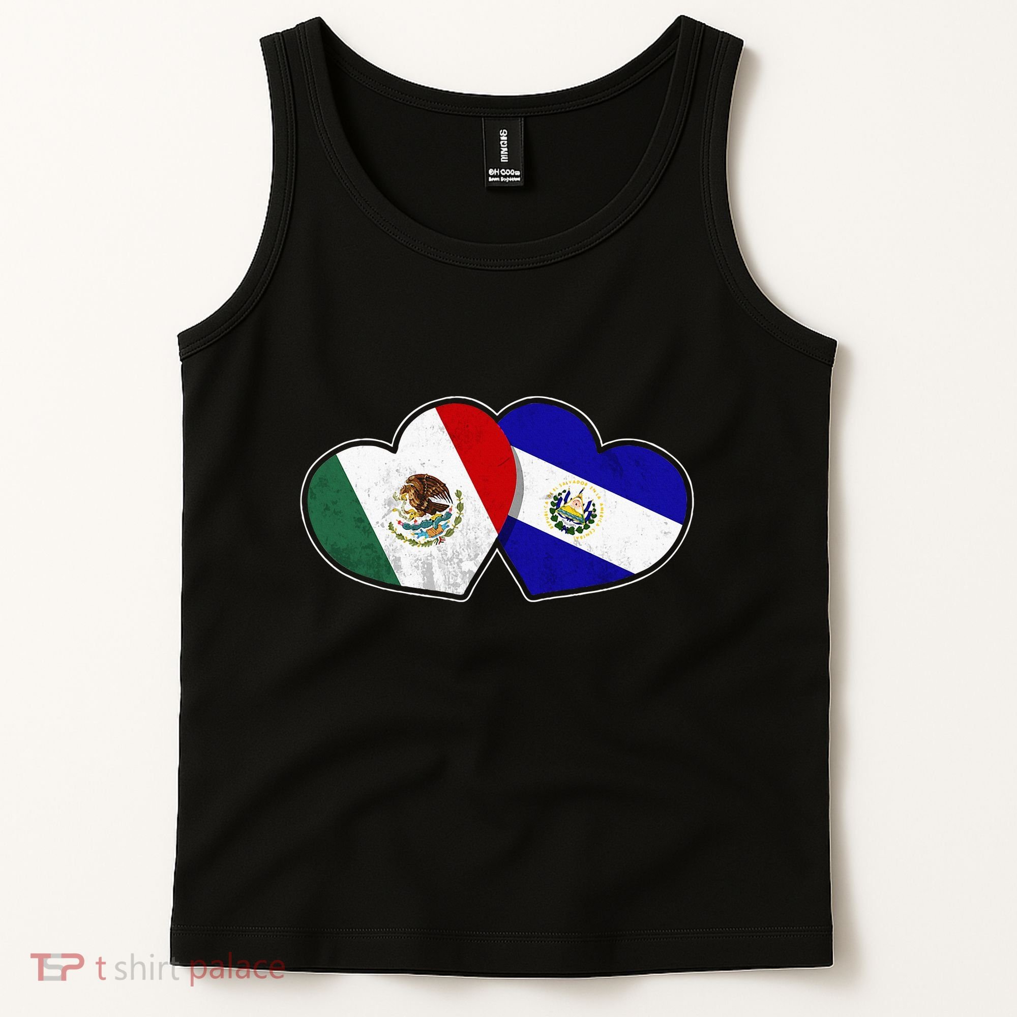 Half Mexican Half Salvadorian Flag Heart Mexico El Salvador Tank Top