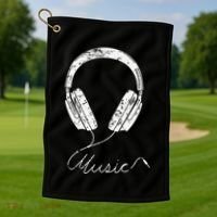 Headphone Music Golf Towel thumb 1
