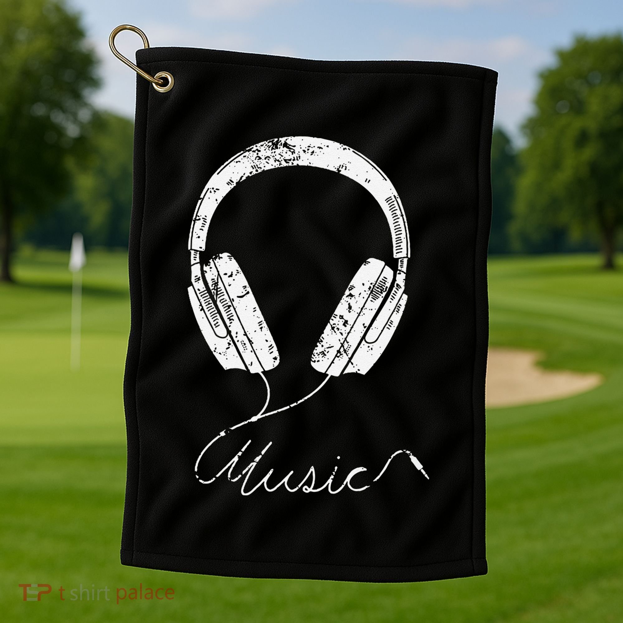 Headphone Music Golf Towel