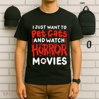Horror Movie I Just Want To Pet Cats And Watch Horror T-Shirt thumb 6