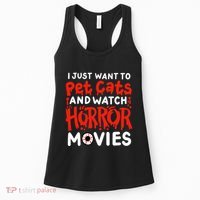 Horror Movie I Just Want To Pet Cats And Watch Horror Women's Tank Top thumb 0