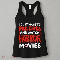 Horror Movie I Just Want To Pet Cats And Watch Horror Women's Tank Top thumb 3