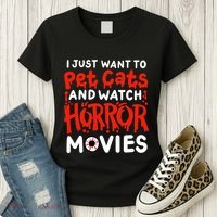 Horror Movie I Just Want To Pet Cats And Watch Horror Women's T-Shirt thumb 3