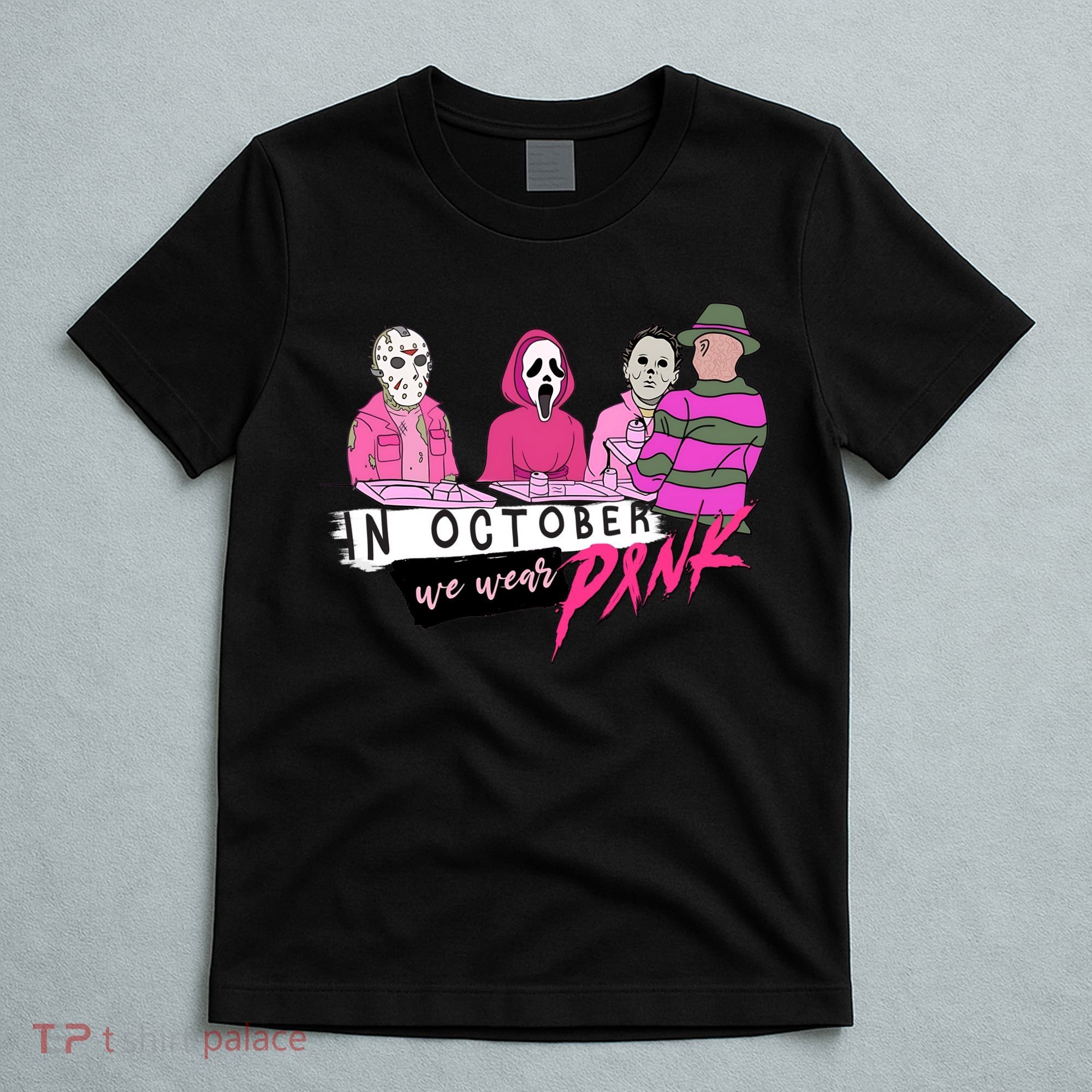 Horror Movies In October We Wear Pink For Breast Cancer Awareness T-Shirt