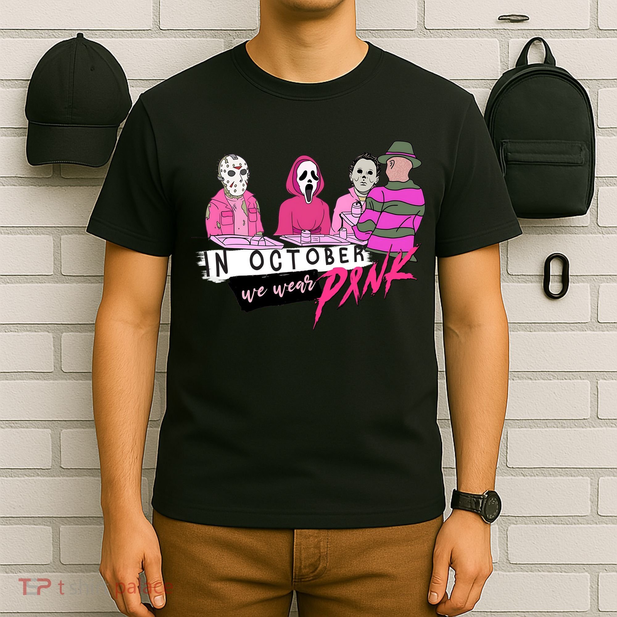 Horror Movies In October We Wear Pink For Breast Cancer Awareness T-Shirt