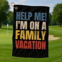 Help Me I'm On A Family Vacation Golf Towel thumb 1