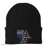 Hanukkah Menorah In A World Full Of Darkness Be A Light Beanie thumb 0