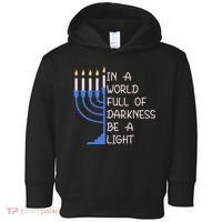 Hanukkah Menorah In A World Full Of Darkness Be A Light Toddler Hoodie thumb 0
