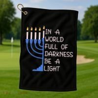 Hanukkah Menorah In A World Full Of Darkness Be A Light Golf Towel thumb 1