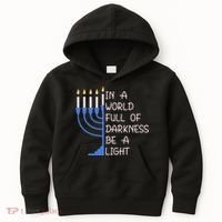 Hanukkah Menorah In A World Full Of Darkness Be A Light Kids Hoodie thumb 0