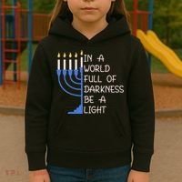 Hanukkah Menorah In A World Full Of Darkness Be A Light Kids Hoodie thumb 3