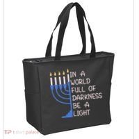 Hanukkah Menorah In A World Full Of Darkness Be A Light Tote Bag thumb 2
