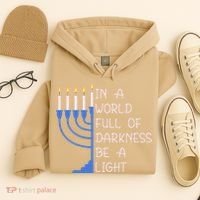 Hanukkah Menorah In A World Full Of Darkness Be A Light Hoodie thumb 4