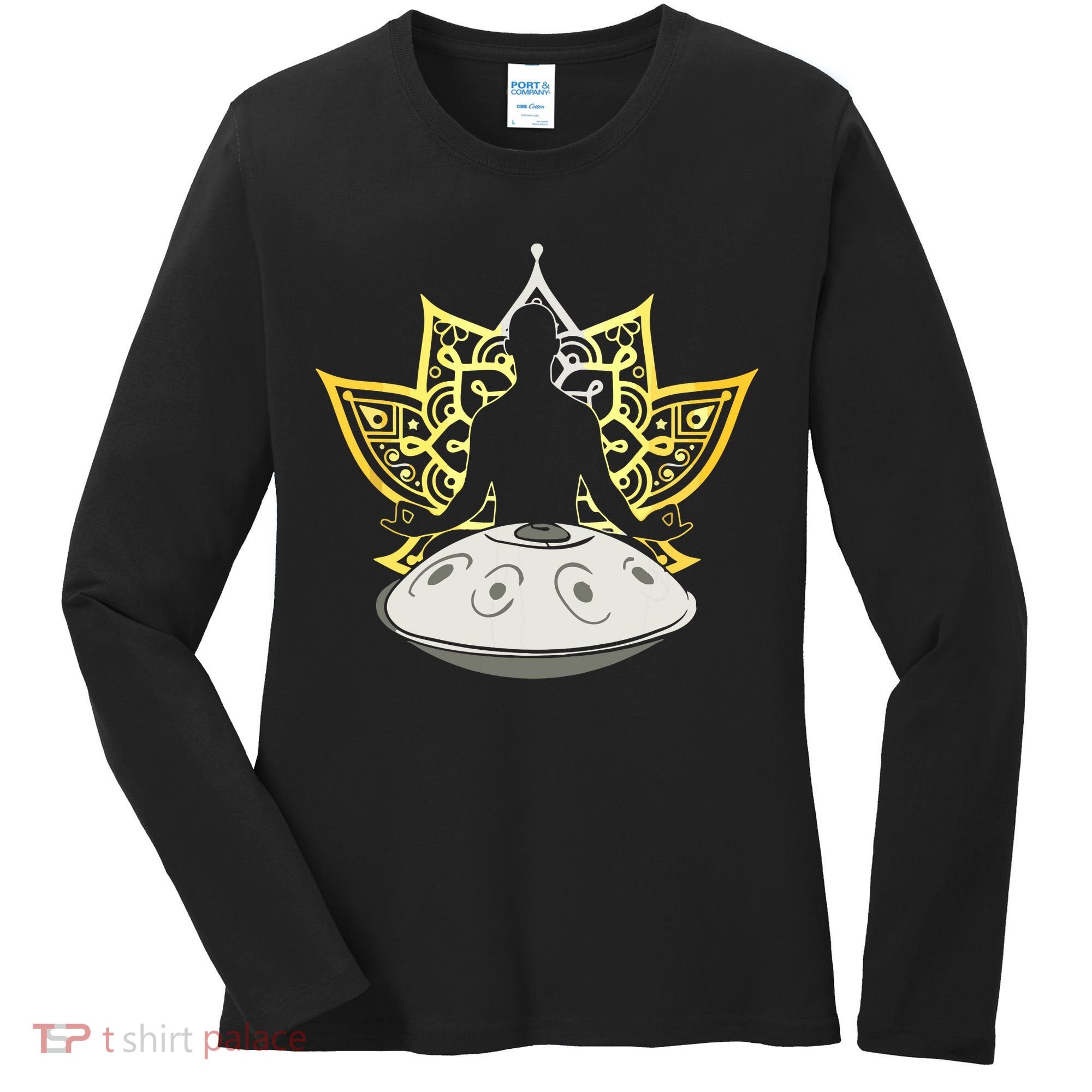 Handpan Musical Instrument Mindfulness Yoga Meditation Women's Long Sleeve Shirt