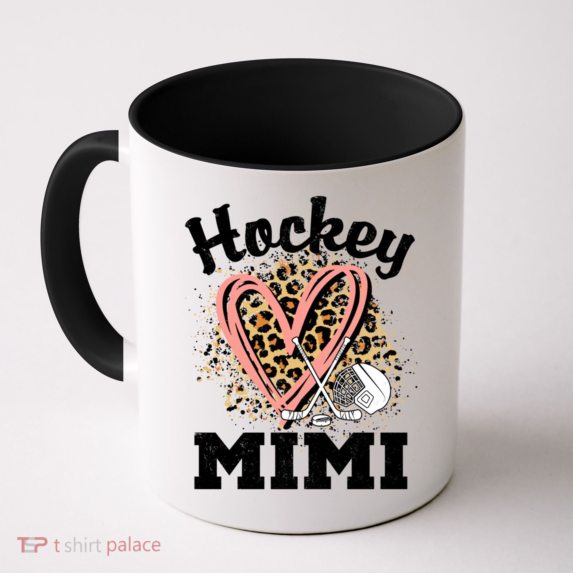 Hockey Mimi Leopard Heart Ice Hockey Grandma Great Gift Coffee Mug