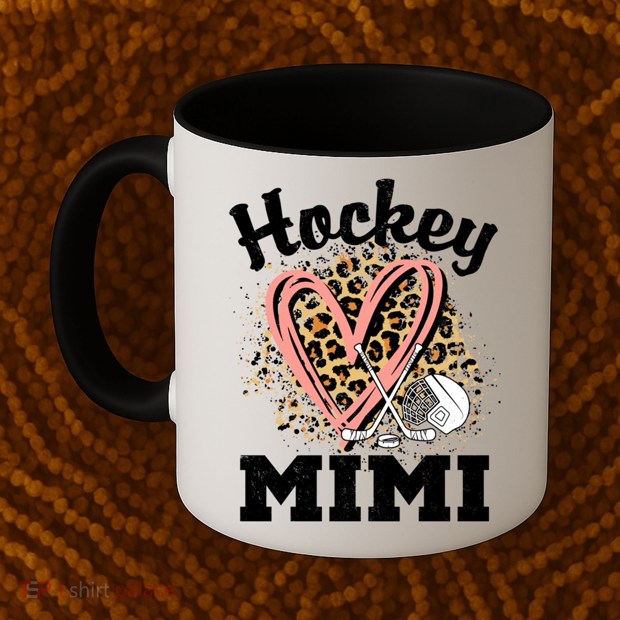 Hockey Mimi Leopard Heart Ice Hockey Grandma Great Gift Coffee Mug