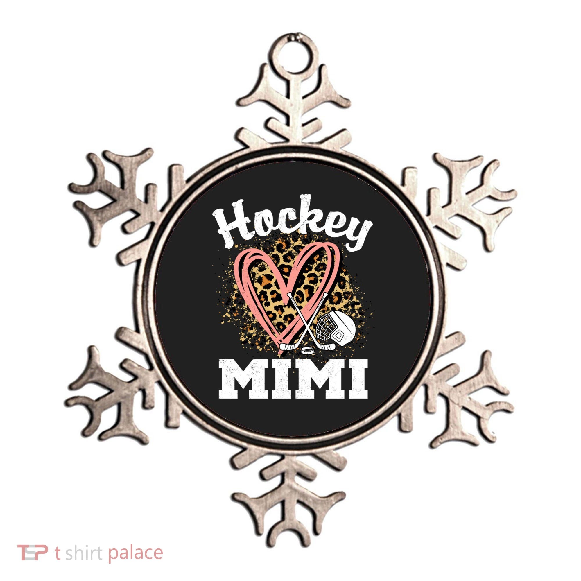 Hockey Mimi Leopard Heart Ice Hockey Grandma Great Gift Ornament