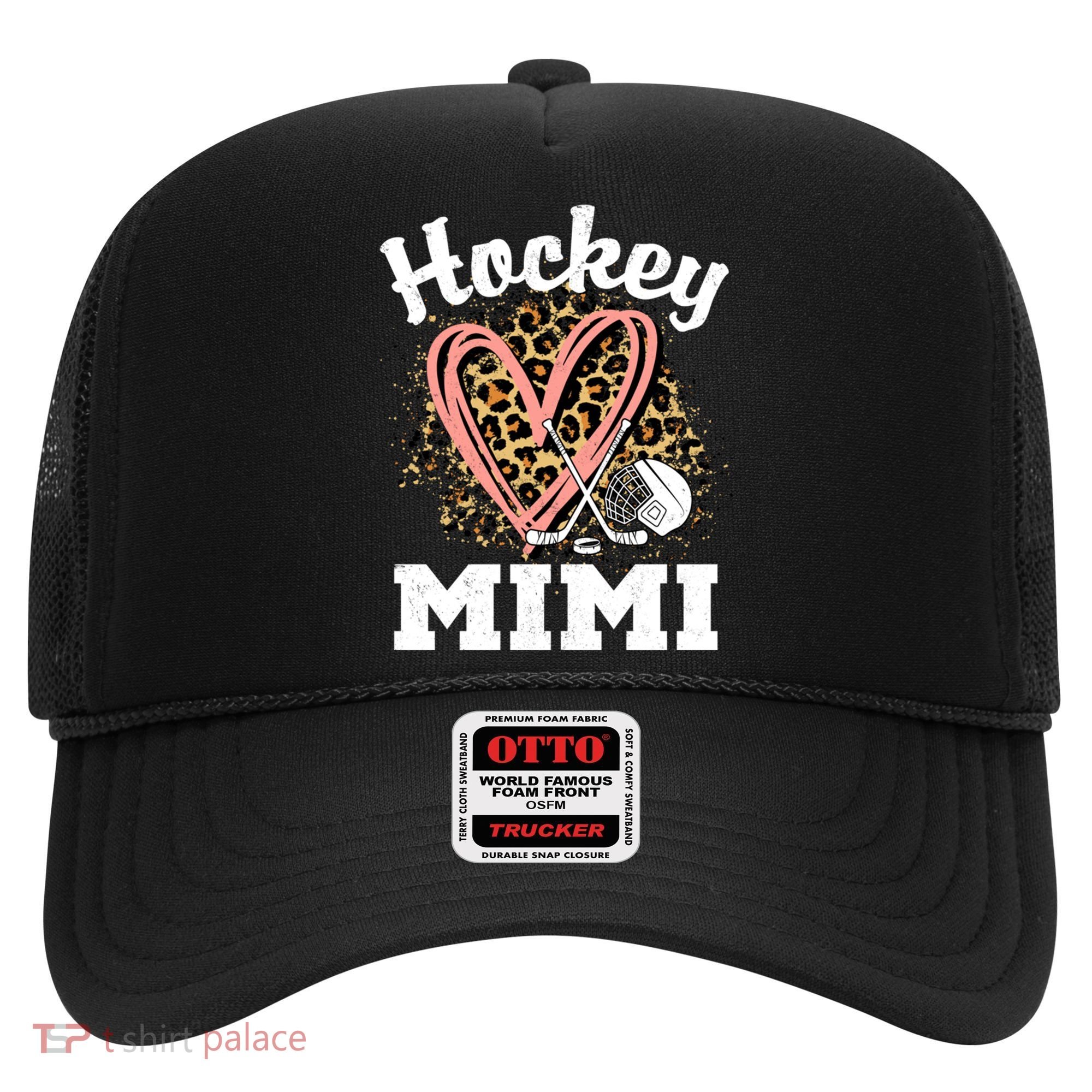 Hockey Mimi Leopard Heart Ice Hockey Grandma Great Gift Hat