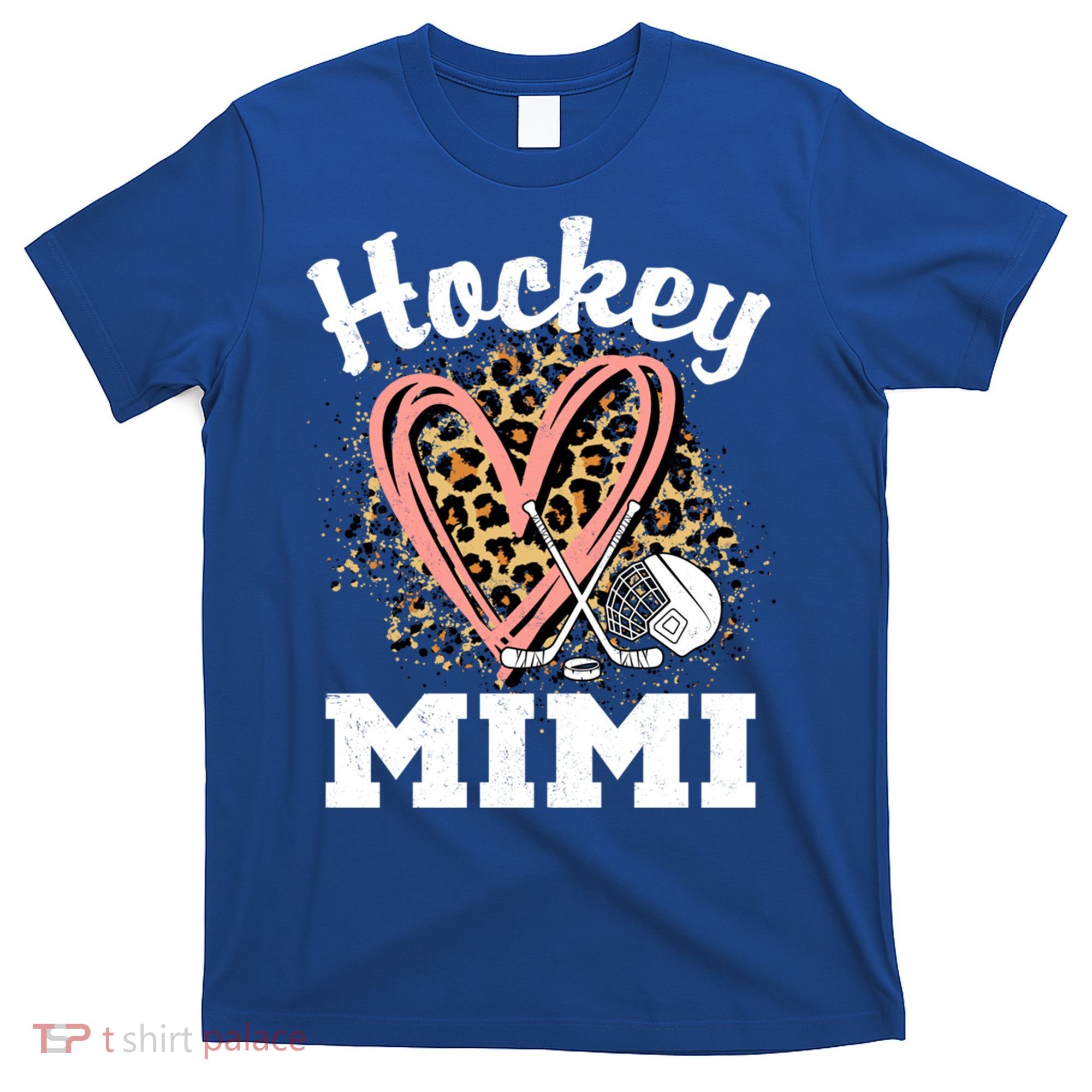 Hockey Mimi Leopard Heart Ice Hockey Grandma Great Gift T-Shirt