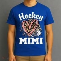 Hockey Mimi Leopard Heart Ice Hockey Grandma Great Gift T-Shirt thumb 3